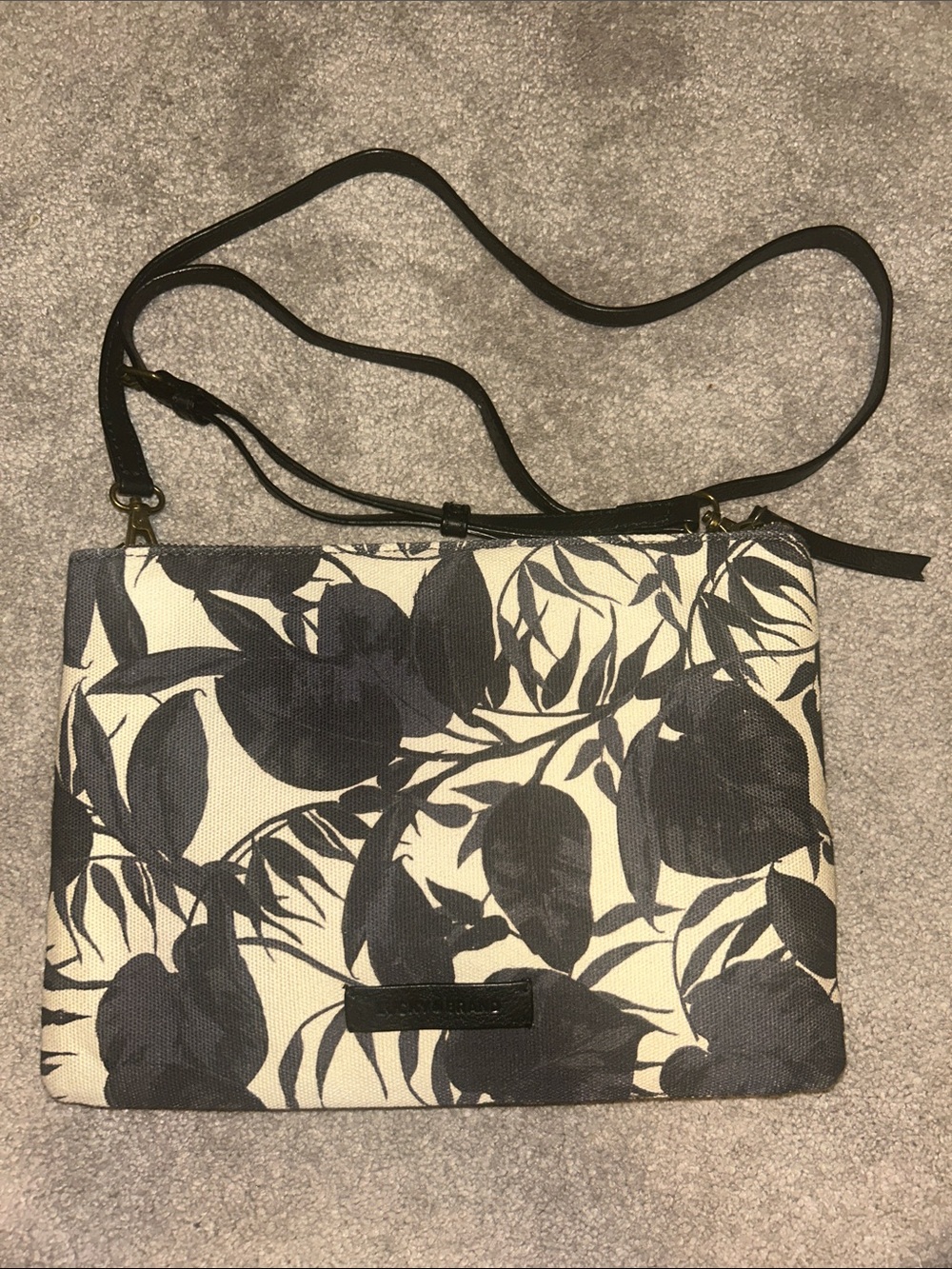 Floral Crossbody Bag in Black and Cream